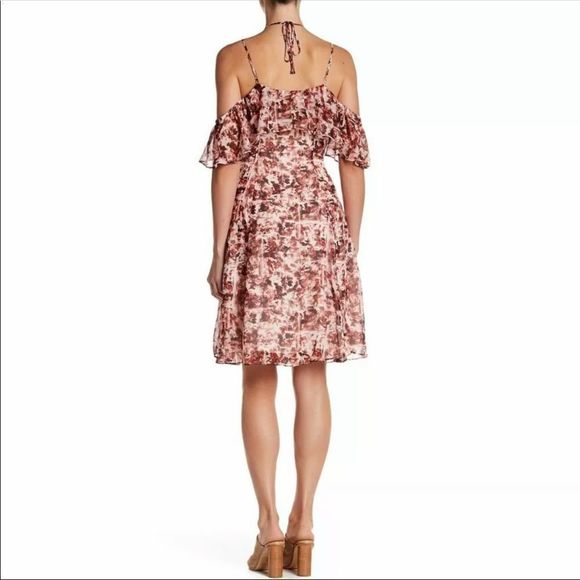 Chelsea28 Halter Open Shoulder Ruffle Print Dress size XL - Picture 2 of 14